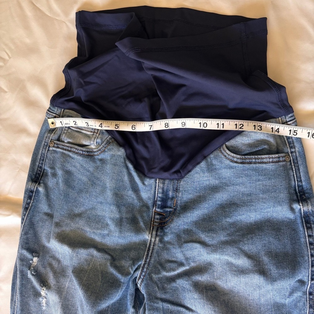 PinkBlush Maternity Distressed Boyfriend Jeans Blue Size 28 Full Belly Band - Picture 7 of 7